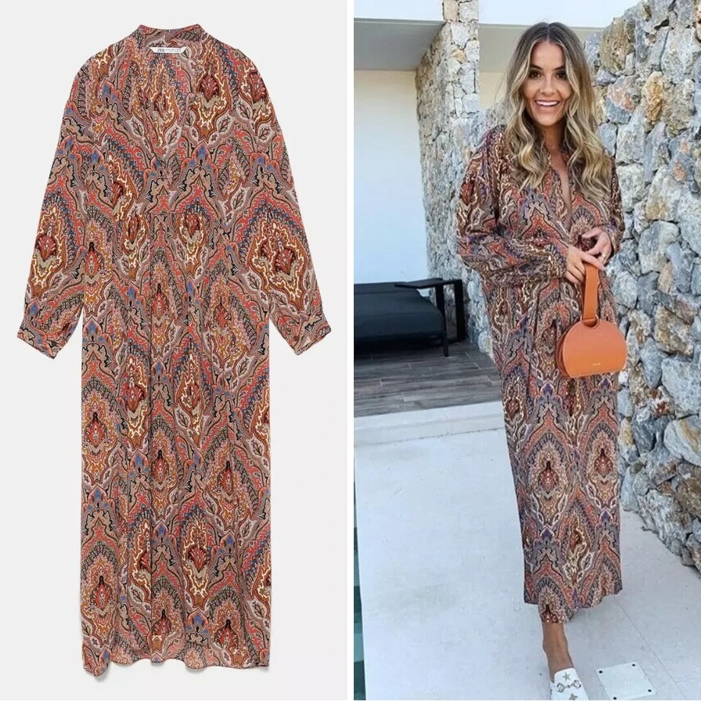 Zara Paisley Maxi Dress - Multicolor